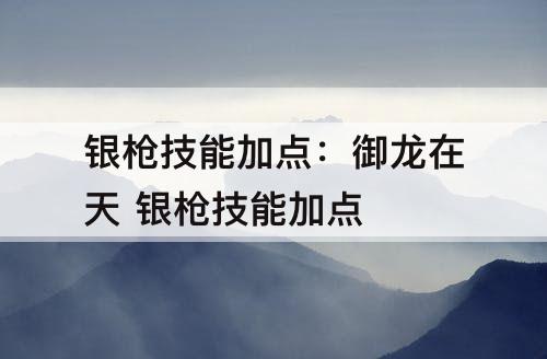 银枪技能加点：御龙在天 银枪技能加点