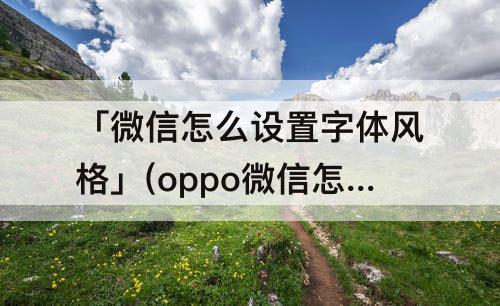 「微信怎么设置字体风格」(oppo微信怎么设置字体风格)