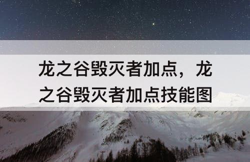 龙之谷毁灭者加点，龙之谷毁灭者加点技能图