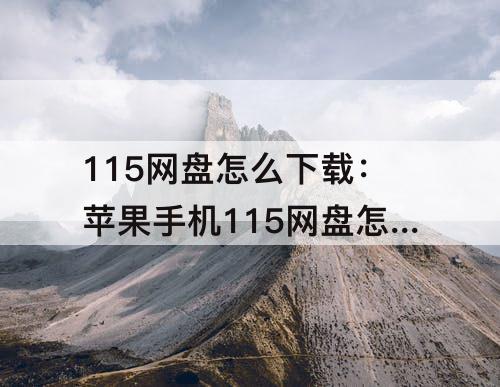 115网盘怎么下载：苹果手机115网盘怎么下载链接视频