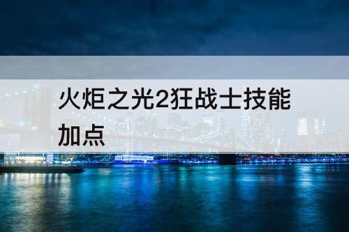 火炬之光2狂战士技能加点