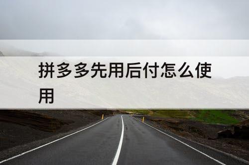 拼多多先用后付怎么使用