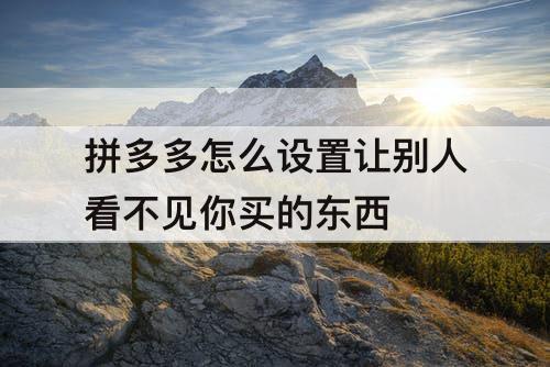 拼多多怎么设置让别人看不见你买的东西