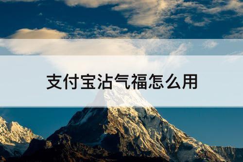 支付宝沾气福怎么用