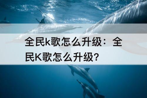 全民k歌怎么升级：全民K歌怎么升级?
