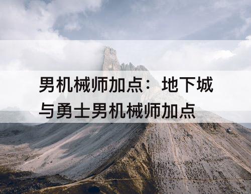 男机械师加点：地下城与勇士男机械师加点