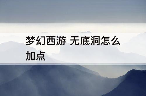 梦幻西游 无底洞怎么加点