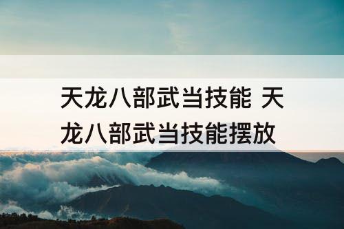 天龙八部武当技能 天龙八部武当技能摆放
