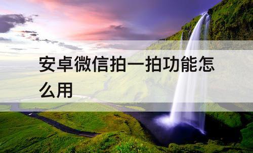 安卓微信拍一拍功能怎么用