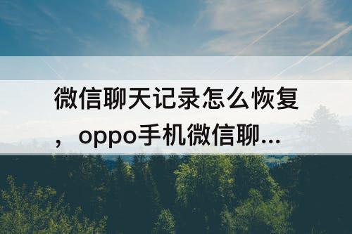 微信聊天记录怎么恢复，oppo手机微信聊天记录怎么恢复免费的