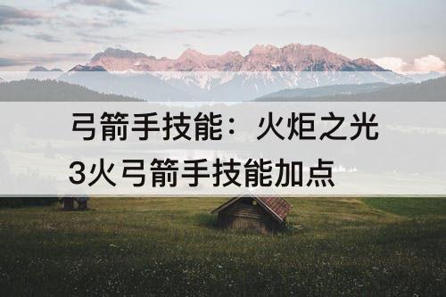弓箭手技能：火炬之光3火弓箭手技能加点