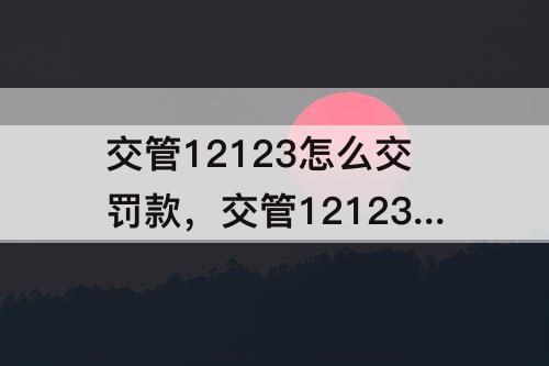 交管12123怎么交罚款，交管12123怎么交罚款怎么开通支付