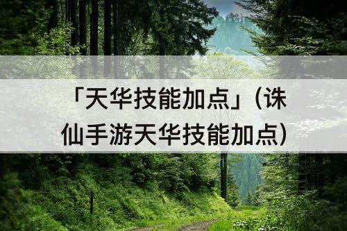 「天华技能加点」(诛仙手游天华技能加点)