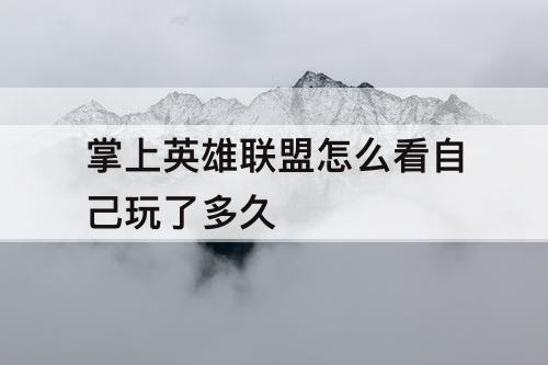 掌上英雄联盟怎么看自己玩了多久