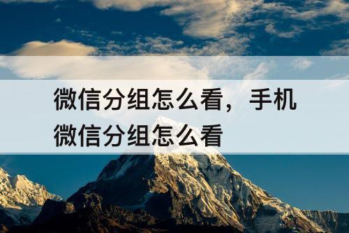 微信分组怎么看，手机微信分组怎么看
