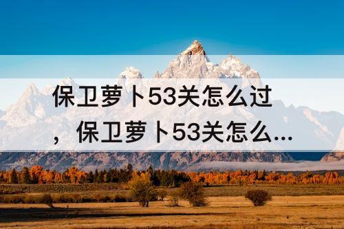 保卫萝卜53关怎么过，保卫萝卜53关怎么过?