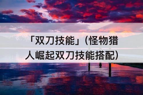 「双刀技能」(怪物猎人崛起双刀技能搭配)