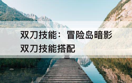 双刀技能：冒险岛暗影双刀技能搭配