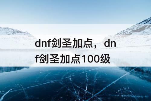dnf剑圣加点，dnf剑圣加点100级