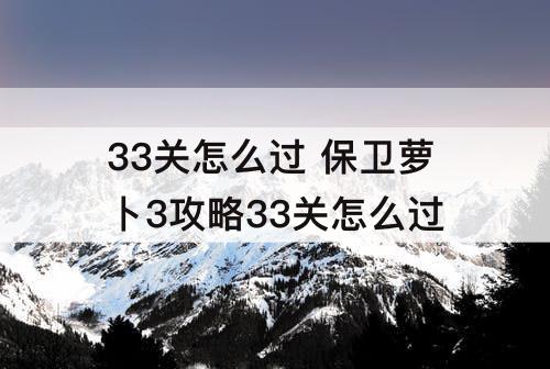 33关怎么过 保卫萝卜3攻略33关怎么过