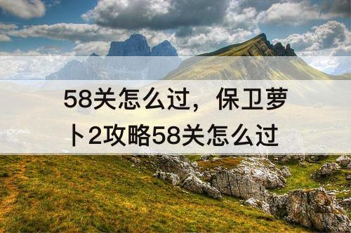 58关怎么过，保卫萝卜2攻略58关怎么过
