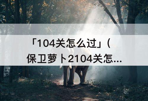 「104关怎么过」(保卫萝卜2104关怎么过)