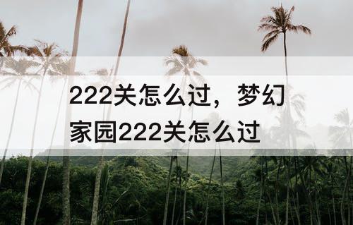 222关怎么过，梦幻家园222关怎么过