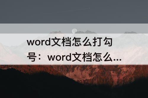 word文档怎么打勾号：word文档怎么打勾号mac