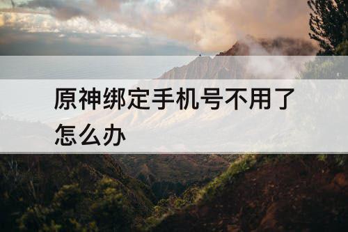 原神绑定手机号不用了怎么办