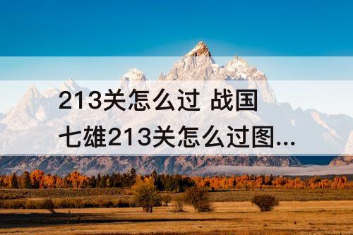 213关怎么过 战国七雄213关怎么过图解法