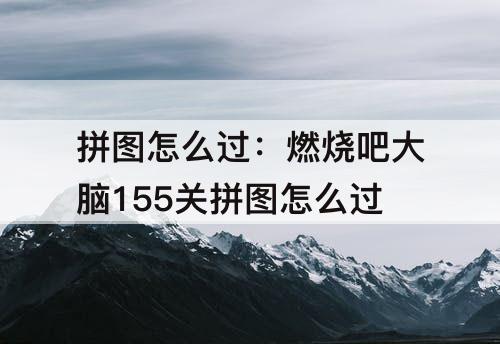 拼图怎么过：燃烧吧大脑155关拼图怎么过
