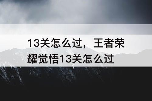 13关怎么过，王者荣耀觉悟13关怎么过