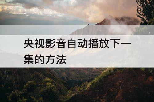 央视影音自动播放下一集的方法