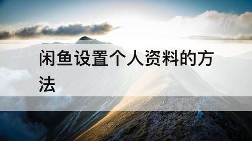 闲鱼设置个人资料的方法
