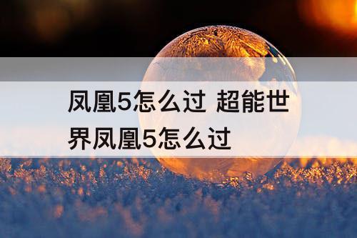 凤凰5怎么过 超能世界凤凰5怎么过