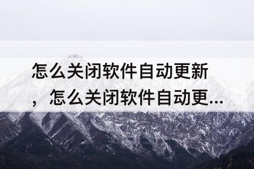 怎么关闭软件自动更新，怎么关闭软件自动更新系统