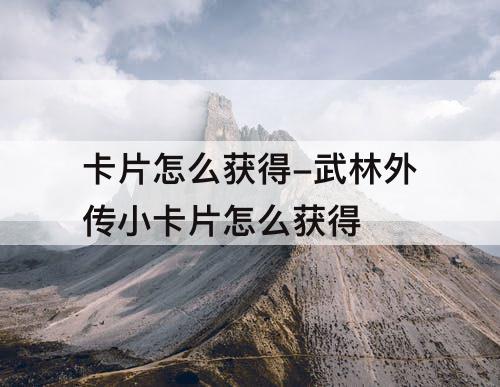 卡片怎么获得-武林外传小卡片怎么获得