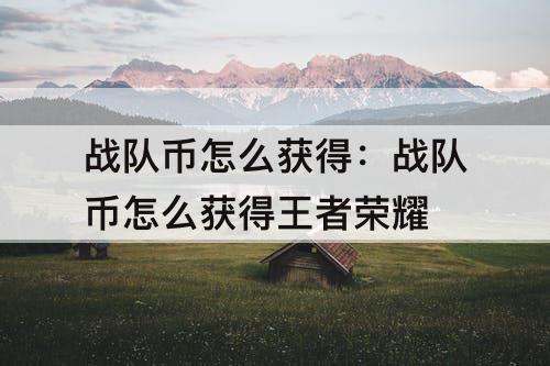 战队币怎么获得：战队币怎么获得王者荣耀
