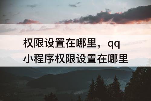 权限设置在哪里，qq小程序权限设置在哪里
