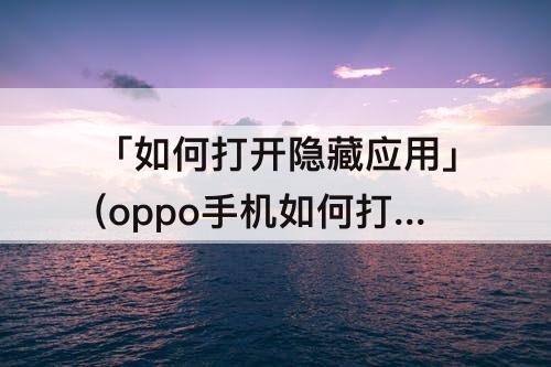 「如何打开隐藏应用」(oppo手机如何打开隐藏应用软件)