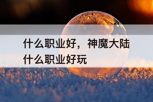 什么职业好，神魔大陆什么职业好玩