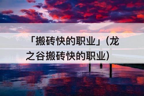 「搬砖快的职业」(龙之谷搬砖快的职业)