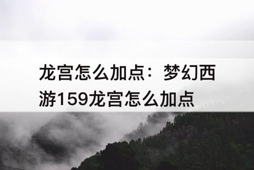 龙宫怎么加点：梦幻西游159龙宫怎么加点