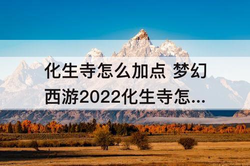 化生寺怎么加点 梦幻西游2022化生寺怎么加点