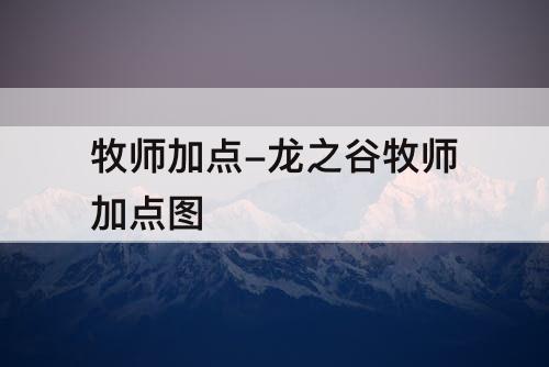 牧师加点-龙之谷牧师加点图