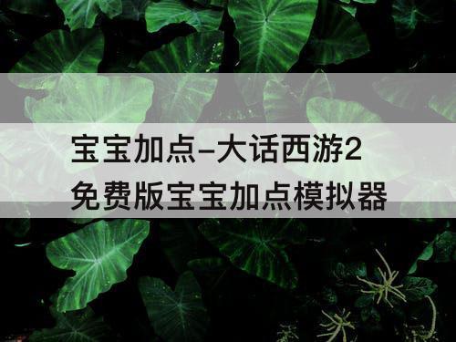 宝宝加点-大话西游2免费版宝宝加点模拟器