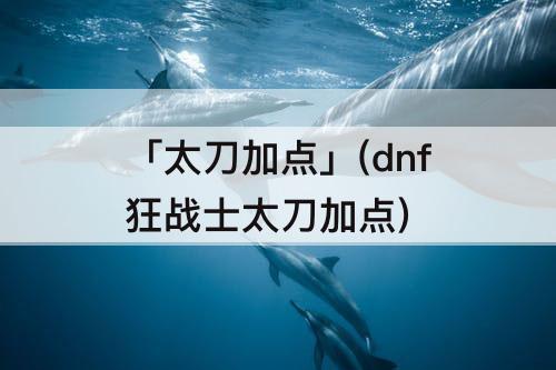 「太刀加点」(dnf狂战士太刀加点)