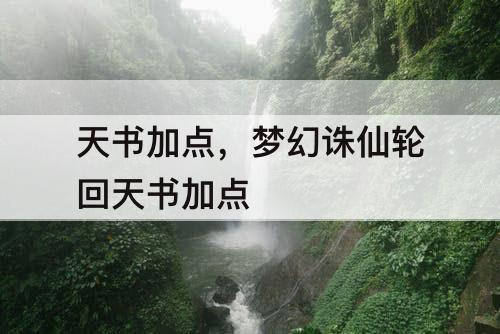 天书加点，梦幻诛仙轮回天书加点