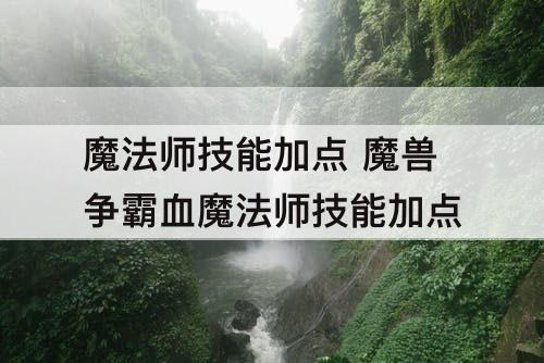 魔法师技能加点 魔兽争霸血魔法师技能加点