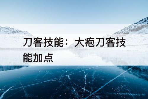 刀客技能：大疱刀客技能加点
